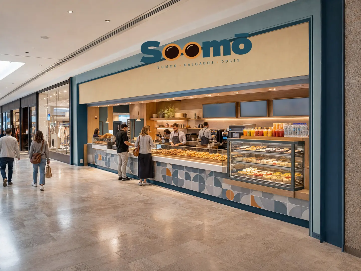 Conceito visual de uma loja Soomō num centro comercial