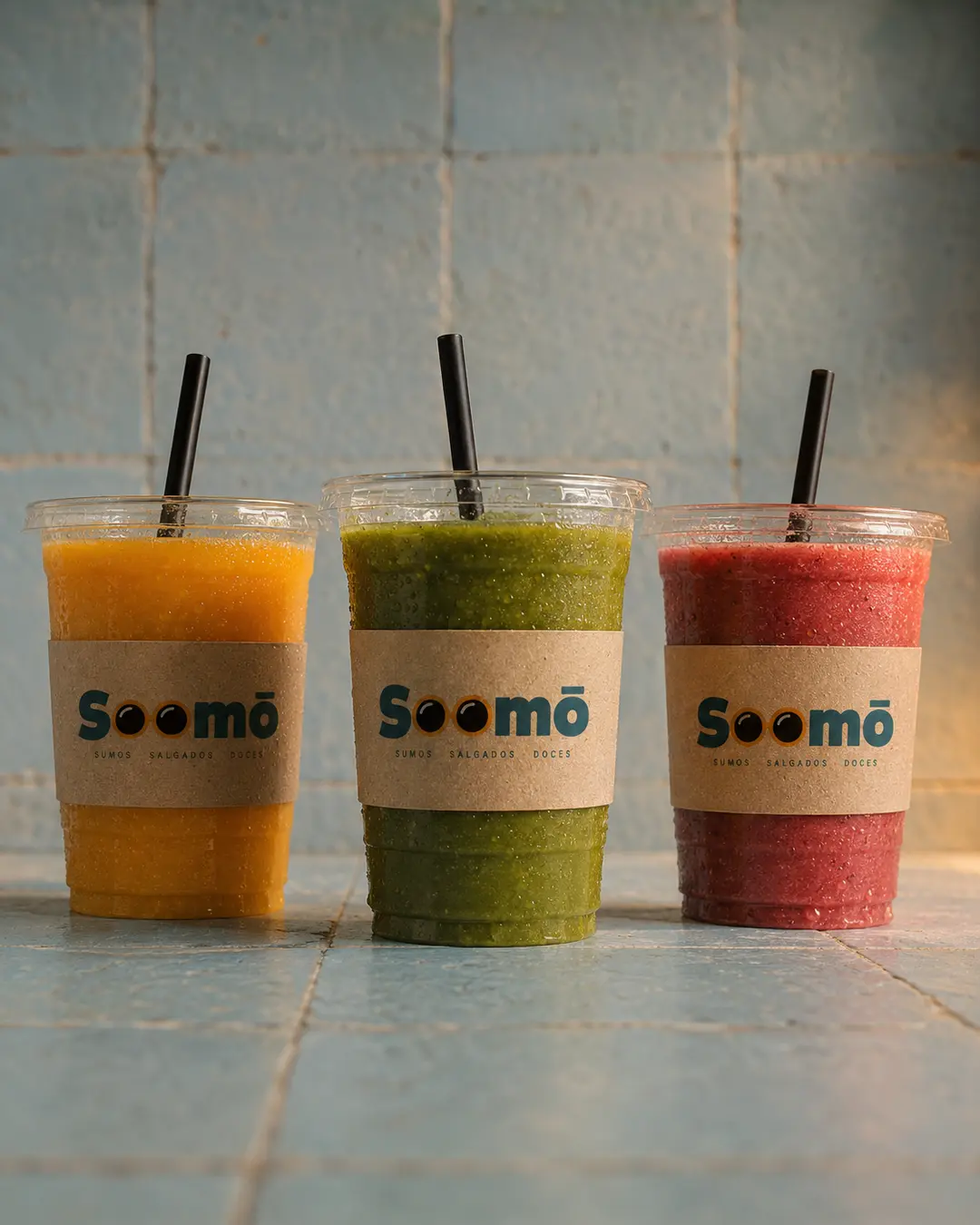 Três sumos Soomō em diferentes sabores